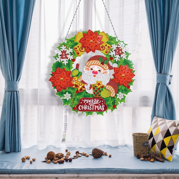 Raamhanger - 11 - Kerstman - Diamond painting - compleet pakket - Diamond painting by Wietske