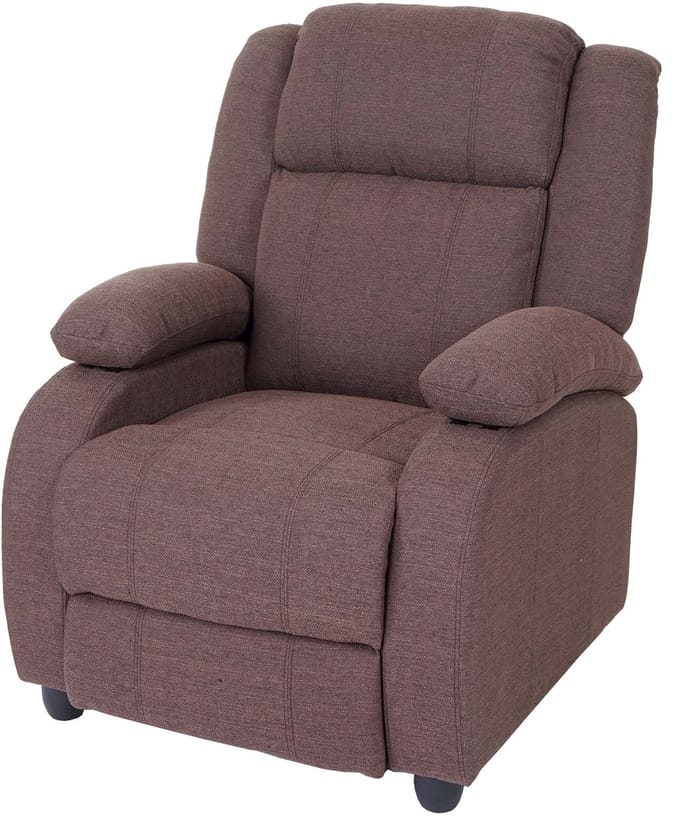TV fauteuil Lincoln, fauteuil met verstelbare rugleuning, stof/textiel ~ mahonie