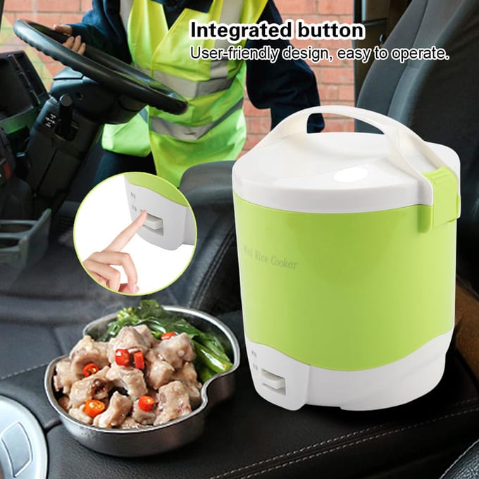 24V 180W 1.6L Elektrische Draagbare Multifunctionele Rijstkoker Stoomkoker voor Auto's (Groen) groen