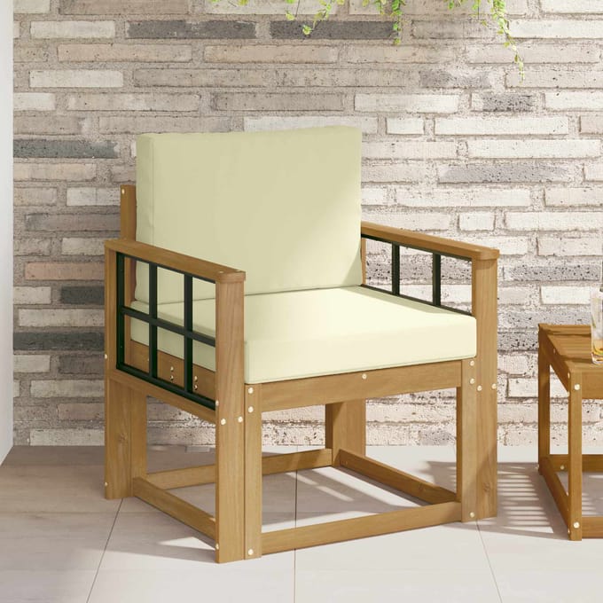 vidaXL - Buitensofa - Polyester - Wit - en - Crème
