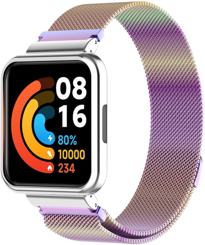 By Qubix - Milanese bandje met case - Multicolor - Geschikt voor Xiaomi Redmi Watch 2 (Lite)