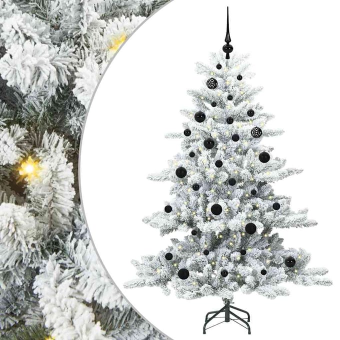vidaXL - Kunstmatige - Hinged - Kerstboom - Wit - 150 - cm - PVC - en - Staal