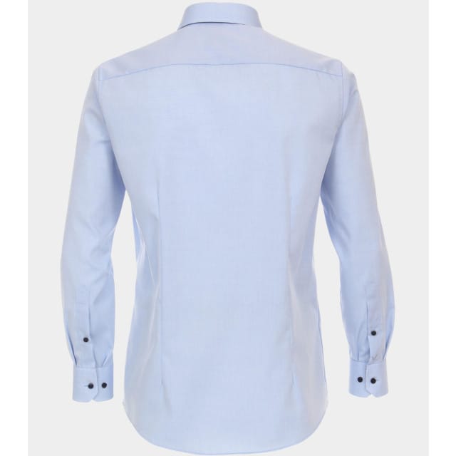 VENTI modern fit overhemd - popeline - blauw - Strijkvriendelijk - Boordmaat: 38