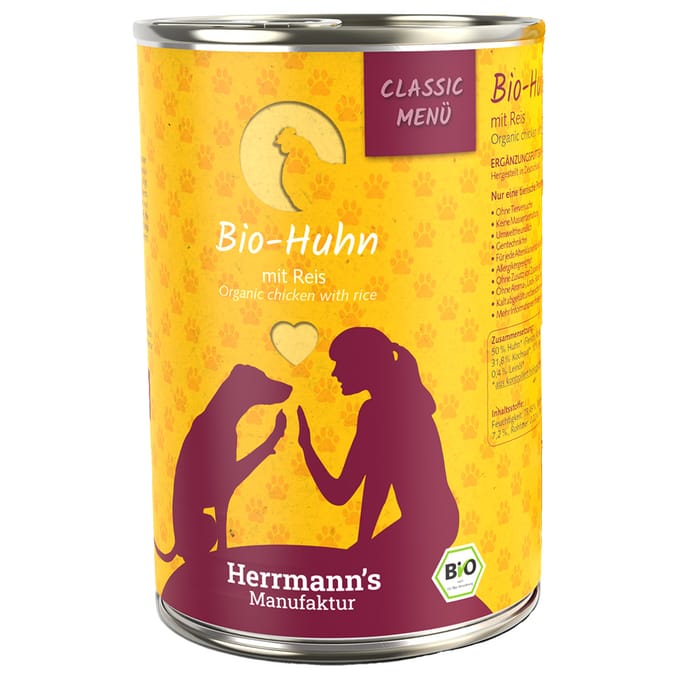 Herrmann's Menu Classic 6 x 400 g - Bio-Kip met Bio-Rijst