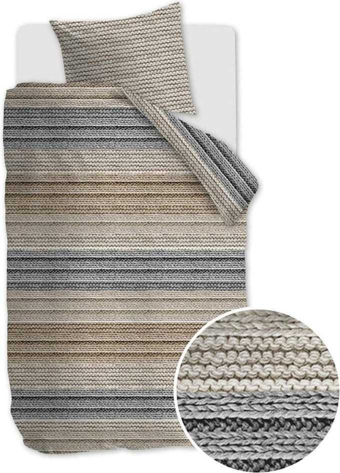 Ambiante Cozy Knit dekbedovertrek - Eenpersoons - 140x200/220 - Grijs