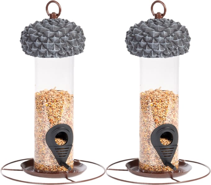 Best for Birds Vogelvoedersilo - 2x stuks - metaal/PCV - 27 cm - vogel voederplek