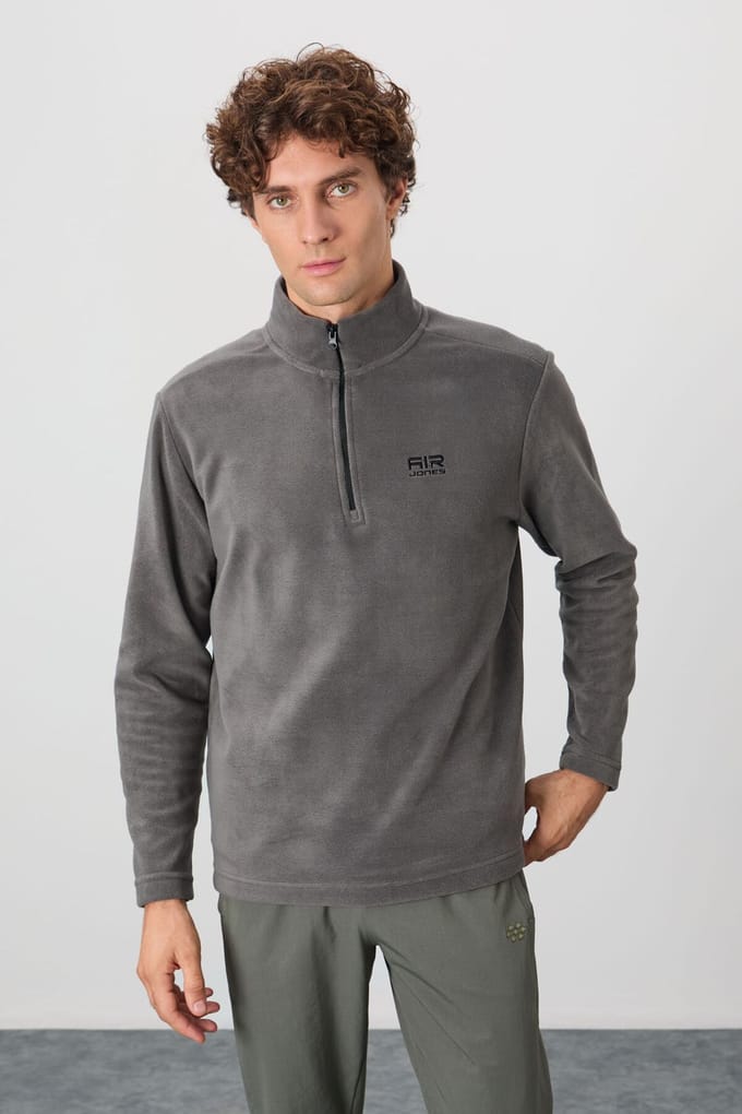 Heren Pluche Half-Zip Sweater