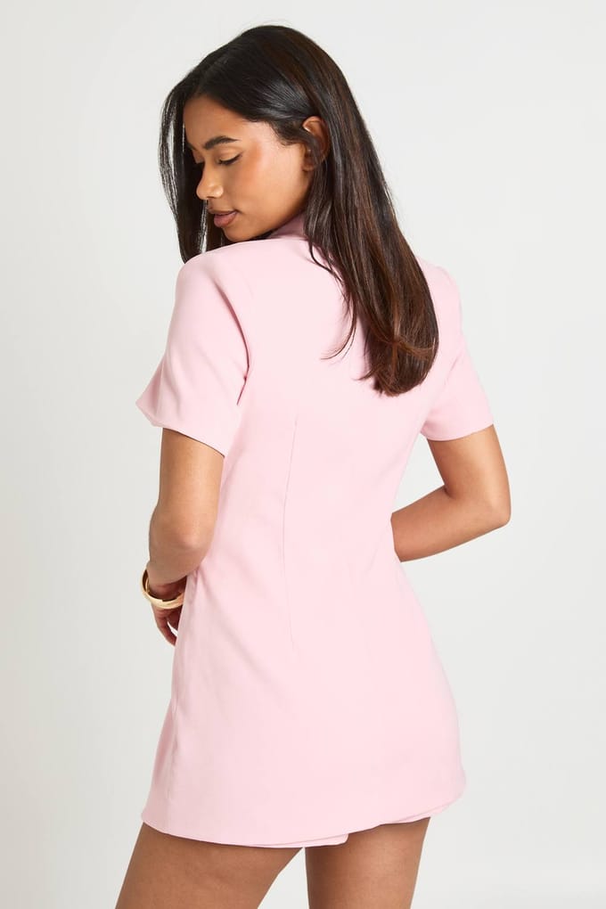 boohoo Dames Getailleerde Doorknoop Skort Playsuit | Roze | Maat: 38