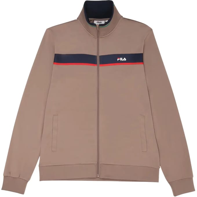 FILA Sagano Regular Taped Track Jacket Taupe Gray Größe: M | Leichte Jacken Outlet | Herren | Schwarz