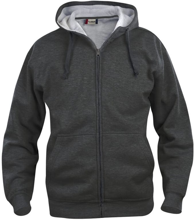 Clique Basic hoody Full zip Antraciet Melange maat XS