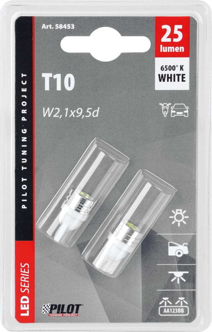 12V Mega-led 2 - 2 super chips - T10 - W2,1x9,5d - wit