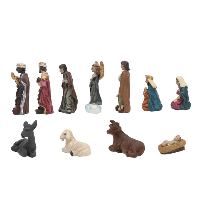 11 Stuks Kerst Hars Kerststalsets Levendig Realistisch Kerst Ornament Cadeaus voor Vakantie Bureau black