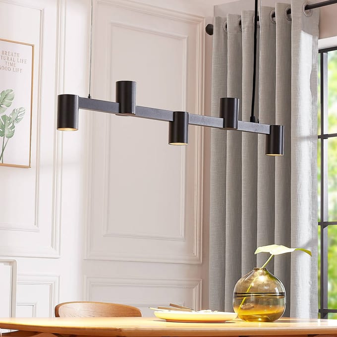 Arcchio hanglamp Brinja, zwart, 120 cm, 5-lamps, GU10