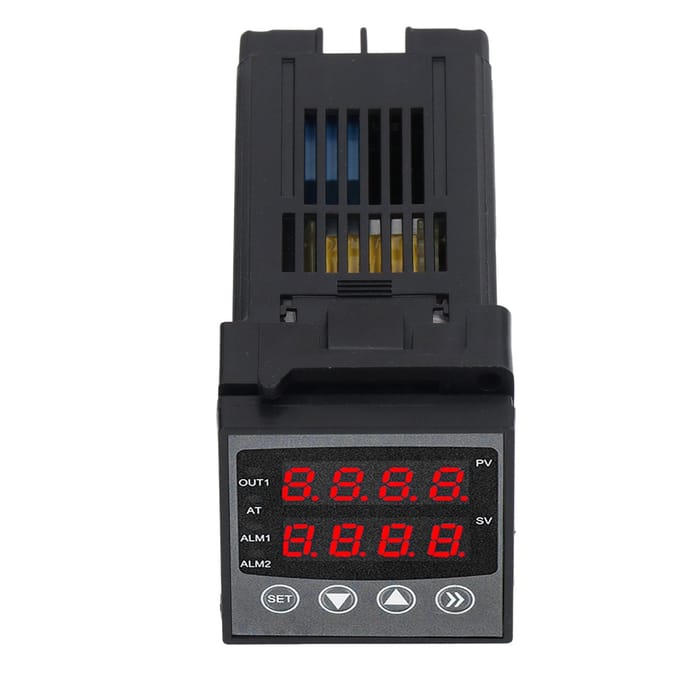 Digitale Temperatuurregelaar met Alarm Intelligente PID-regeling Dubbel Display Thermostaat DC 24V black