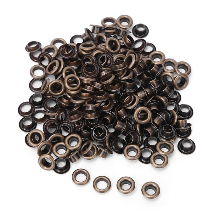Set van 100 messing kledingtasaccessoires met dubbele 4 mm ringetjes, brons