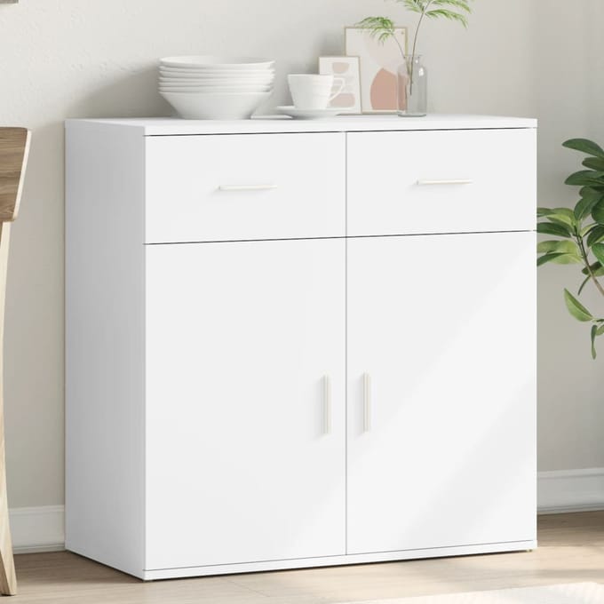 vidaXL - Dressoir - 79x38x80 - cm - bewerkt - hout - wit