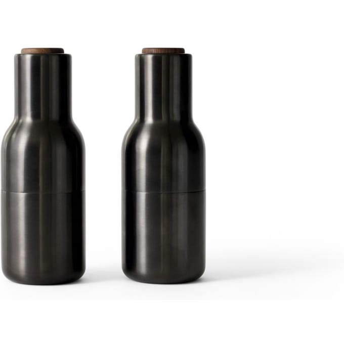 Audo Bottle Grinder Classic molenset - messing, brons - deksel walnoot
