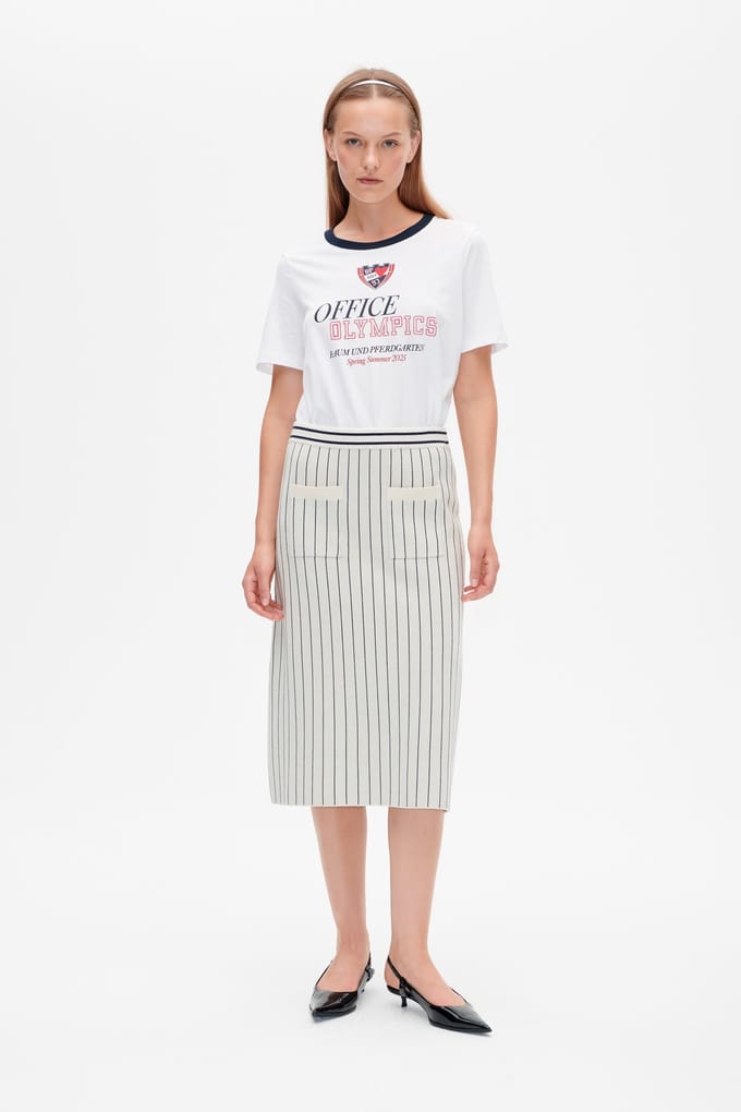 Baum und Pferdgarten Celie Skirt Creme Navy Stripe Größe: M | Midiröcke Outlet | Damen | Blau