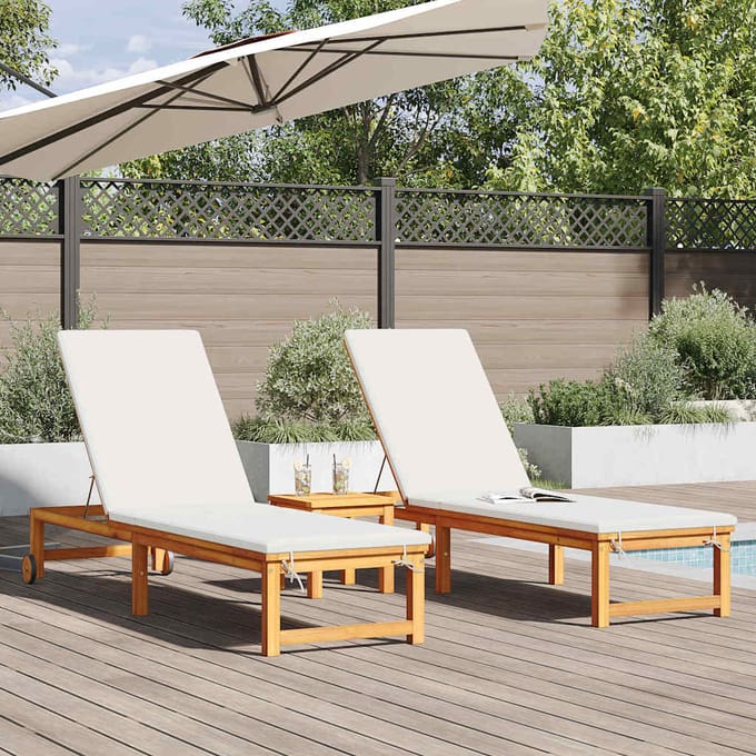 vidaXL - Ligstoel - 3 - st - Massief - Acacia - Hout - Bruin