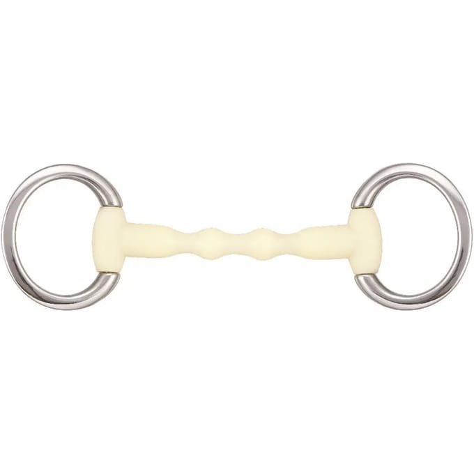 Olijfbit voor rechte paarden Soyo Happy mouth "mullen" 135 mm