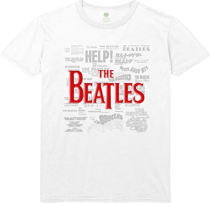 The Beatles - Titles & Logos Heren Tshirt - S - Wit