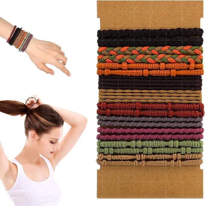 Boho Haaraccessoires: 20 Elastische Haargummis voor Vrouwen, Geschikt voor Vlechtjes, Ponytails en Krullen