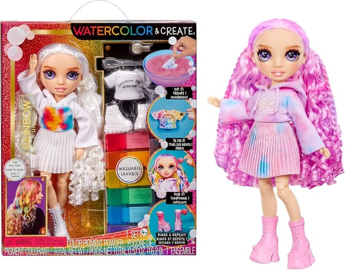 Rainbow High WaterColor & Create Paarse ogen Speelpoppen