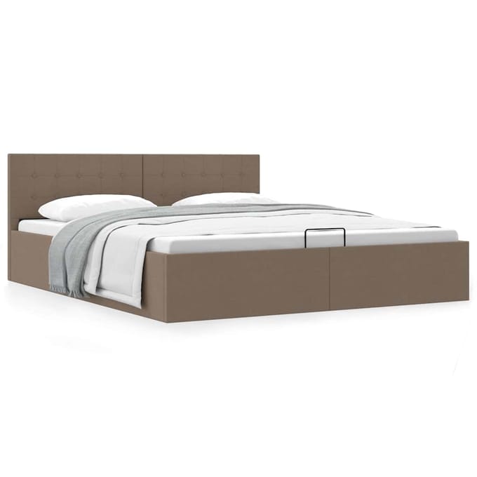 vidaXL - Bedframe - met - hydraulische - opslag - stof - taupe - 160x200 - cm