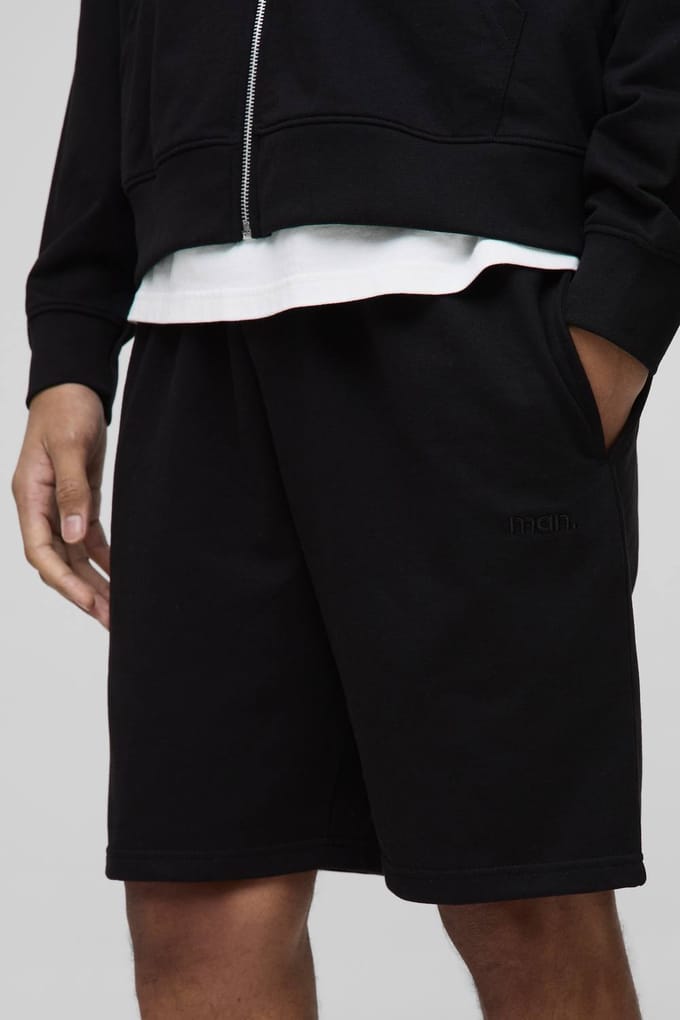 Lightweight Essential MAN. Relaxed Mid Length Shorts | Black | Size Medium