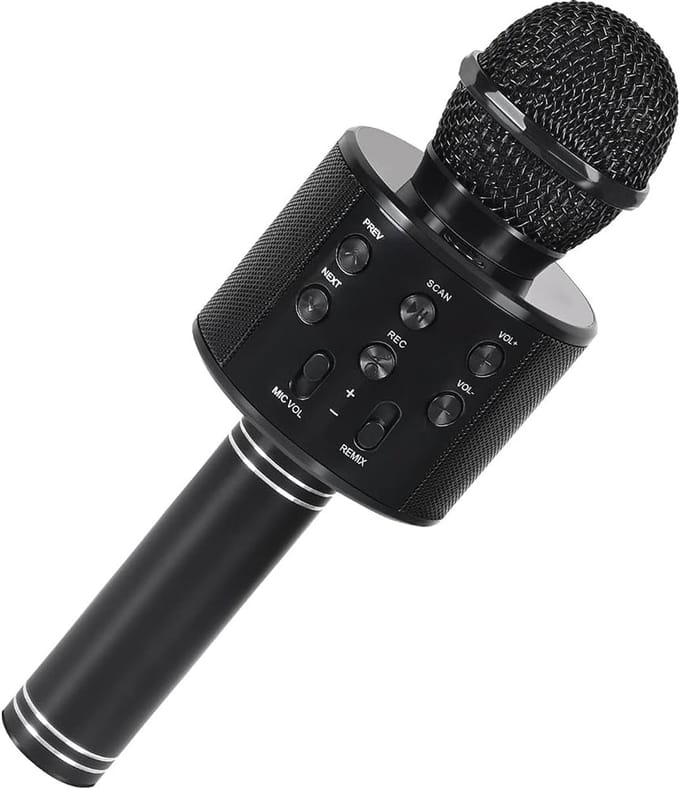 Jumada's Microfoon - Draadloos - Bluethoot - Karaoke - Met Stemvormer - Zwart