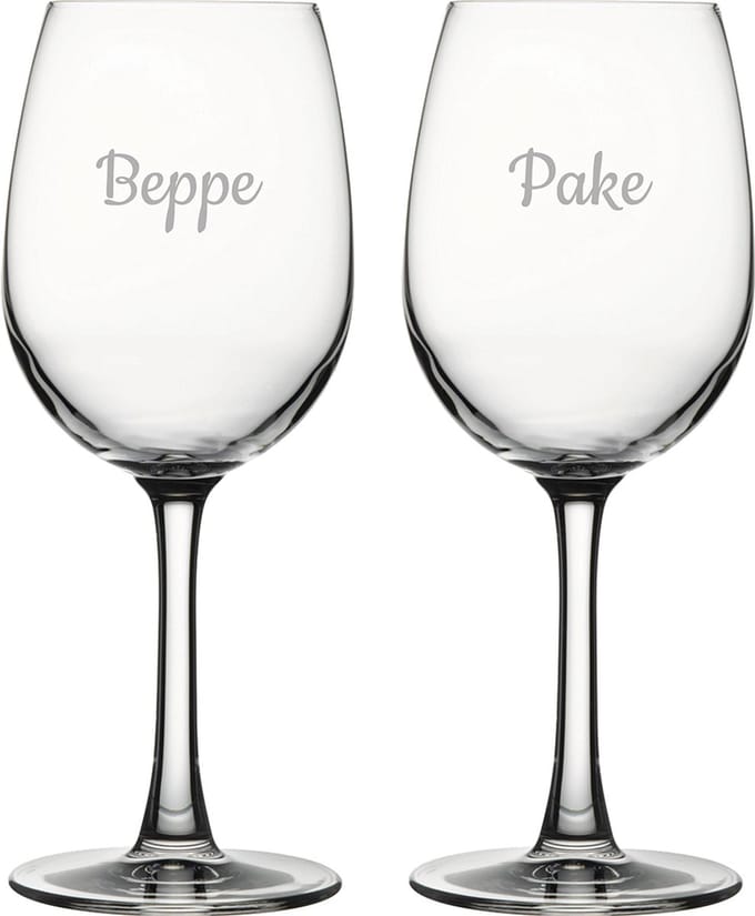 Gegraveerde witte wijnglas 36cl Pake & Beppe