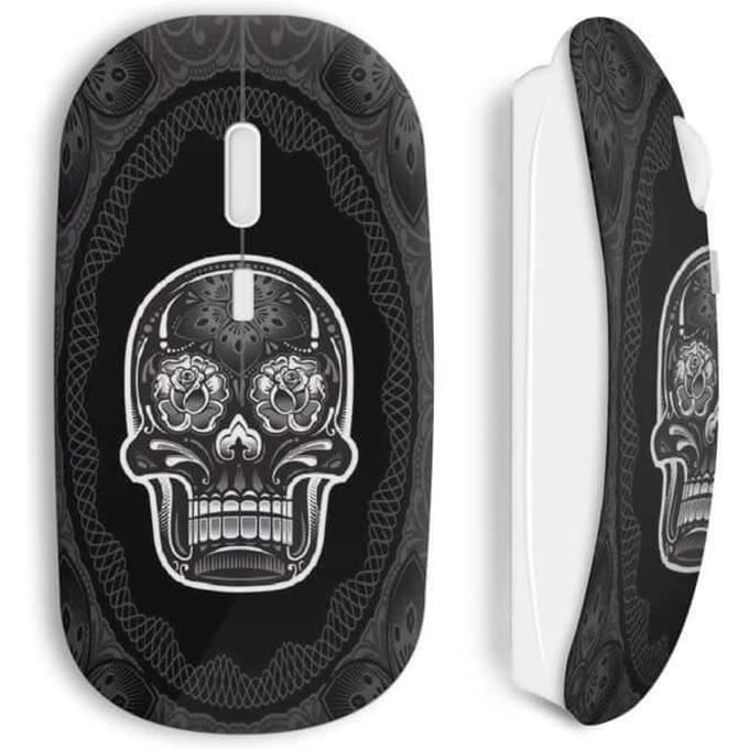 Souris sans fil - Design Tête de mort - Noir - USB wifi - Compatible Mac et PC