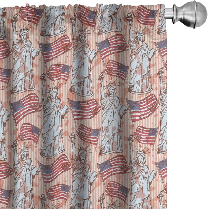 ABAKUHAUS – Gordijnen 2-delige set koraal multicolor 75x175 cm – microvezel