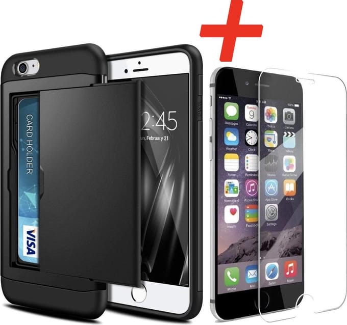 Geschikt voor Apple iPhone 7 / 8 Backcover | Zwart | Pasjeshouder