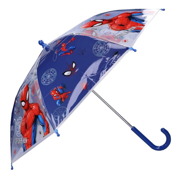 Spiderman Rainy Days Paraplu - Blauw / Transparant - 60 x 71 x 71 cm - Kinderparaplu