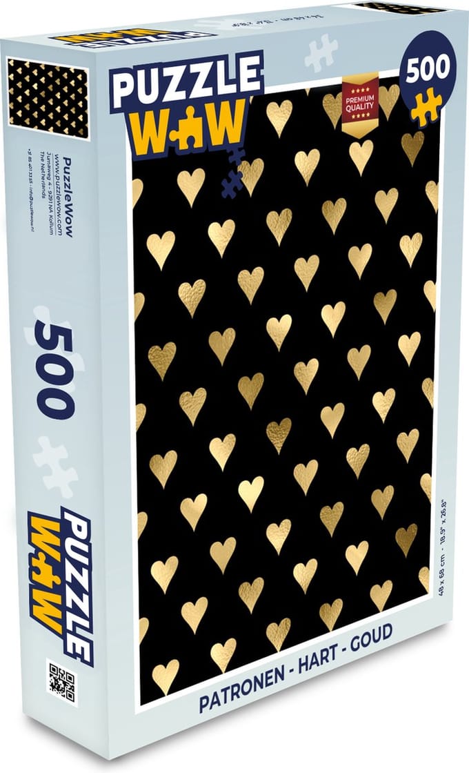 Puzzel Patronen - Hart - Goud - Legpuzzel - Puzzel 500 stukjes