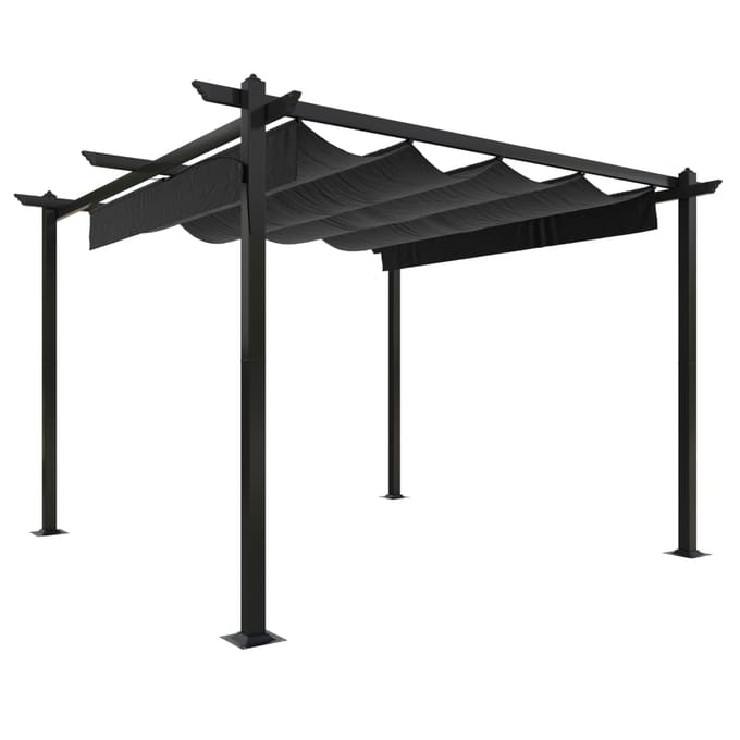 vidaXL - Tuinprieel - met - uittrekbaar - dak - 3x3 - m - antracietkleurig