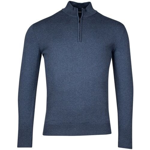 Baileys Trui Luxury Pima Cotton Half Zip Collar Single Knit Deep Denim Blue / male