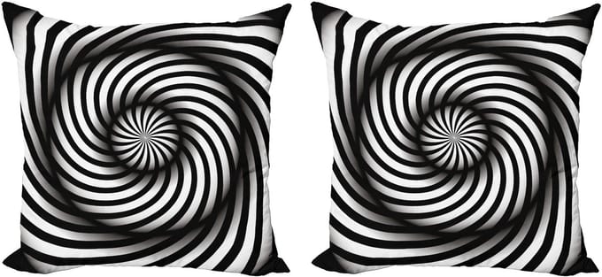 ABAKUHAUS Spiers kussensloopset (2 stuks), zwart-wit swirl, 50 cm, zwart-wit