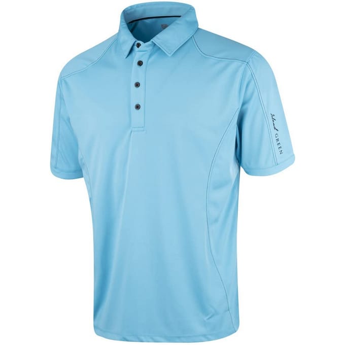 Island Green Heren Gestikt Golf Poloshirt (Turquoise)
