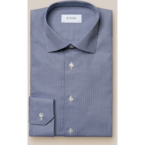Eton Overhemd Contemporary Geometric Print Fine Piqué Dark Navy / male