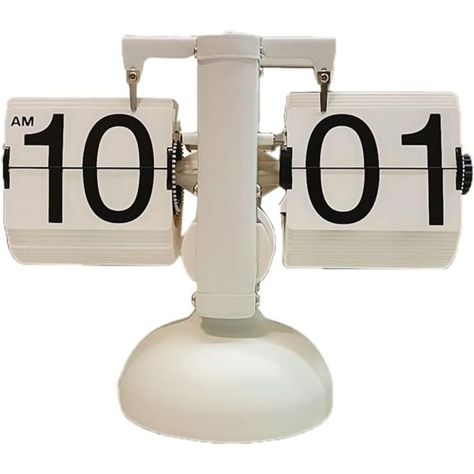 Digitale Neerklapklok Stil Nauwkeurige Mechanische Tafelklok voor Woonkamer Studeerkamer Enkel beige