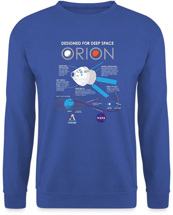 NASA Ontwerpkenmerken van het Orion-ruimtevaartuig Sweater Heren