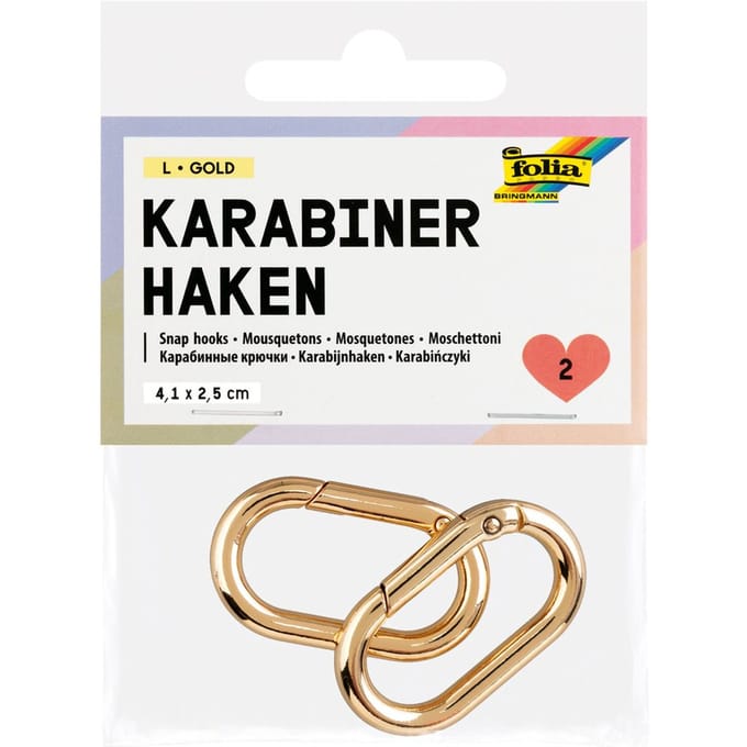 Karabijnhaken, 2 stuks - Goud