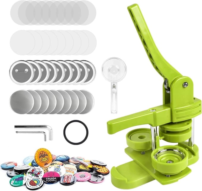 58mm Button Machine - 120 Stuks Badge Pers met Knoppen, Afbeeldingen en Cirkel Snijder voor DIY Projecten