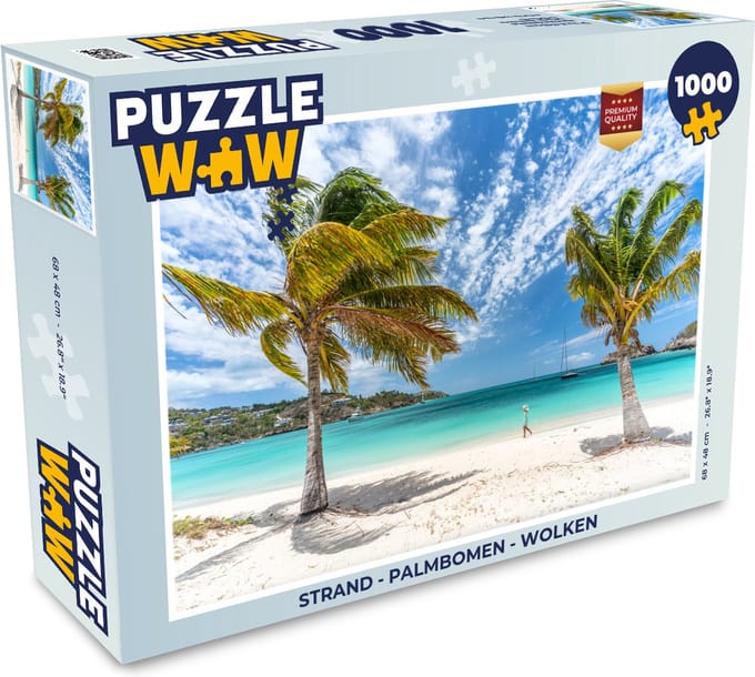 Puzzel Strand - Palmbomen - Wolken - Legpuzzel - Puzzel 1000 stukjes volwassenen