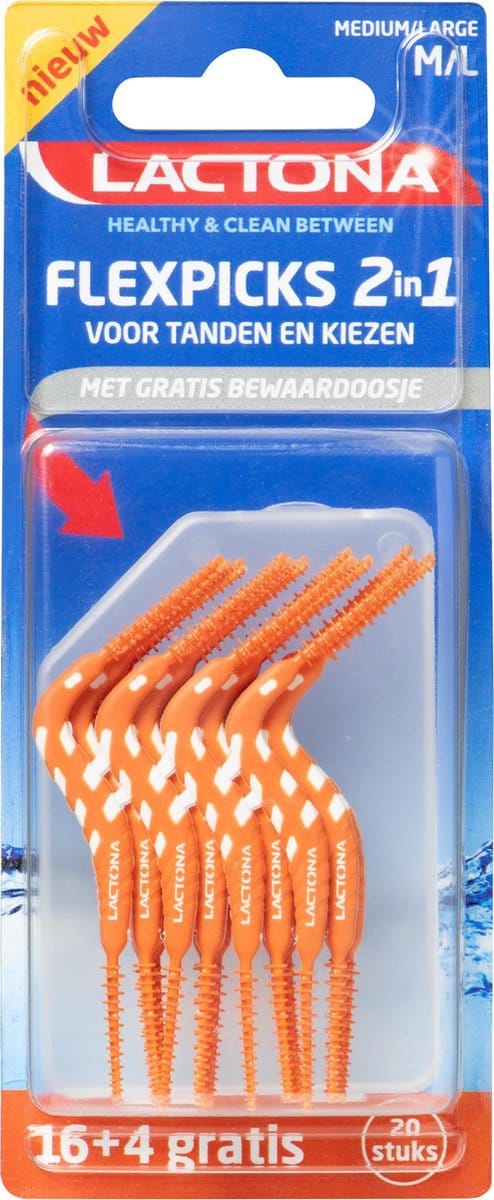 Lactona Ragers Flexpicks 2in1 M/L - Tandenstoker - 20 stuks