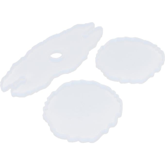3 Stuks Wijnrek Vormen Coaster Combinatieset Siliconen Onregelmatig DIY Kristal Epoxy Vormen white
