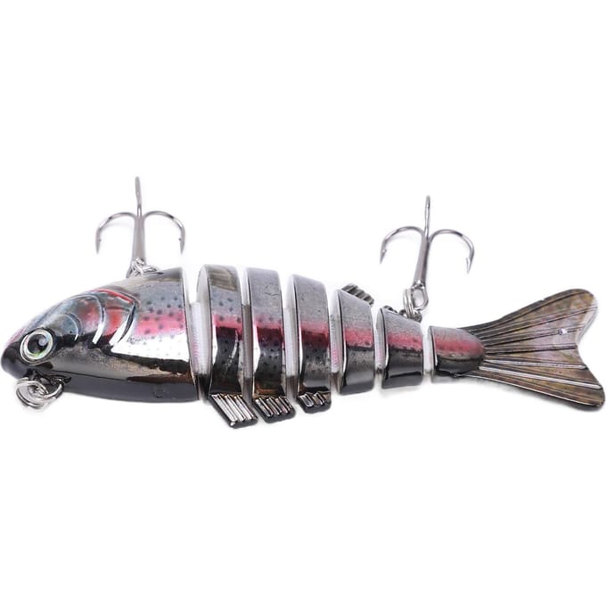Leurre Swimbait Multi-Articulé Leurre Dur de Pêche Multi-Sections avec 2 Hameçons pour Achigan Truite Eau Douce gray