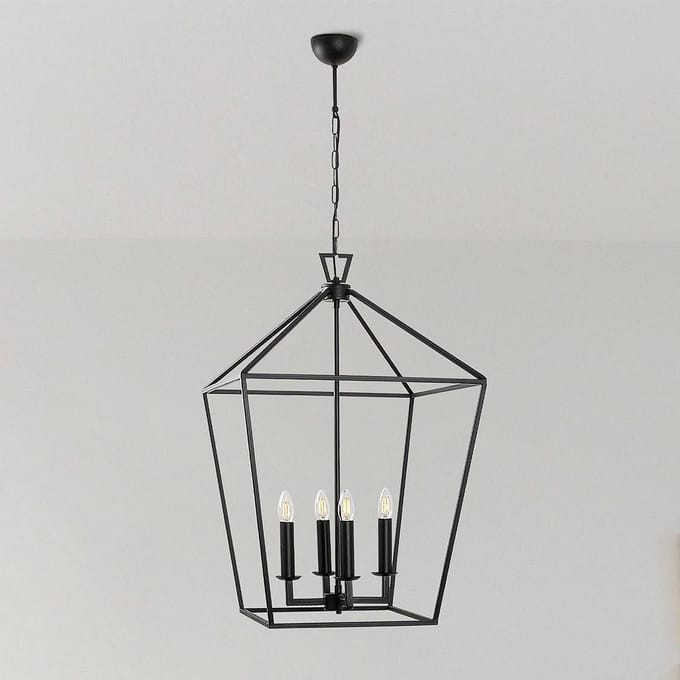 Opviq Kroonluchter Till 13251, zwart, metaal, 4-lamps